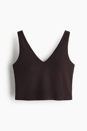 H&M Cropped Sporttop mit SoftMove - Kaffeebraun