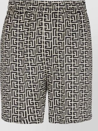 Balmain silk nylon shorts elastic waistband pockets print