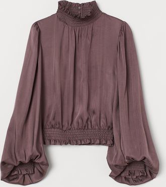 H&M Bluse mit Smokdetails - Dunkellila