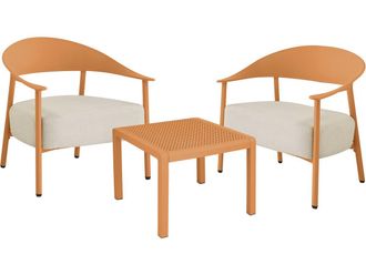 Habitat et Jardin Conjunto De Muebles De Jard&iacute;n c&eacute;ora De Metal Y Pl&aacute;stico - 2 Plazas - Naranja