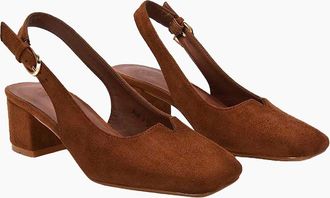 XY London Womens XY London Womens/Ladies Elowen Sling Back Mid Block Heel Court Shoes - Brown - Size: 4