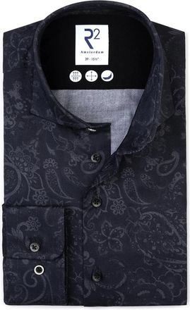 R2 Amsterdam Stijlvol Overhemd voor Mannen - Heren - Casual Overhemden - Zwart - 3XL - Overhemden