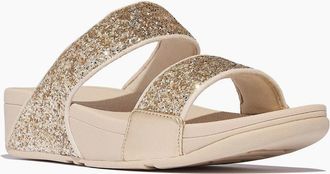FitFlop Womens Fitflop Lulu 2 Bar Glitter Polyurethane Womens Platino/Silver Sandals - Gold - Size: 7