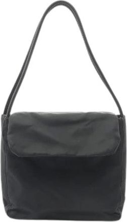 Prada Pre-owned Shoulder Bags, female, Black, Size: ONE SIZE Pre-owned Triangle Logo Nylon Handbag