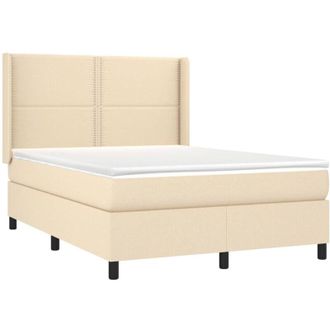 vidaXL Cama Box Spring Con Colch&oacute;n Tela Color Crema 140x200 Cm Vidaxl