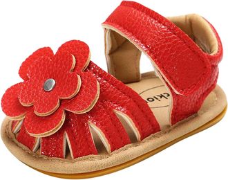 Generic Girls Kids Flower Sandals Split Toe Flat Wide Shoes Baby Kids Ankle Strap Summer Fashion Comfy Shoes Leather Soft Comfy Shoes For 1 Year Old Boy Sandl