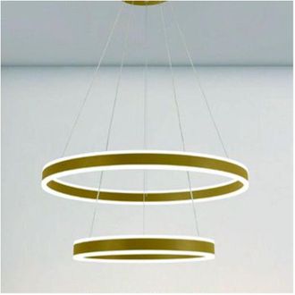 Trade Shop Trade Shop Traesio - Trade Shop - Lampadario A Sospensione Led Moderno Doppio Cerchio Oro 58w Con Telecomando 31883