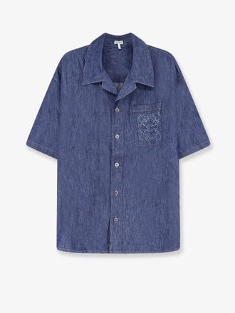 Loewe Camicia in blue denim con logo Anagram ricamato - LOEWE - gender_Man