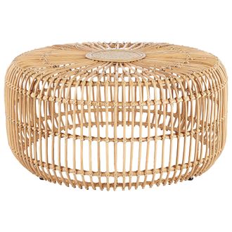 Beliani Beliani - Mesa De Centro De Rat&aacute;n Beige Natural 85 Cm A Mano Interior Exterior Randazzo