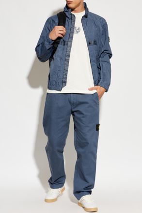 Stone Island Jacket With Logo Patch, Mens, Blue