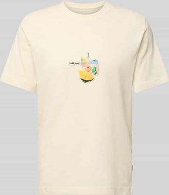 Jack & Jones Jack & Jones T-Shirt mit geripptem Rundhalsausschnitt Modell VARENNA in Offwhite, Gr&ouml;&szlig;e XL