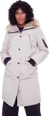 Alpine North LAURENTIAN - Vegan Down Long Parka Winter with Faux Fur Hood in Taupe at Nordstrom, Size X-Small