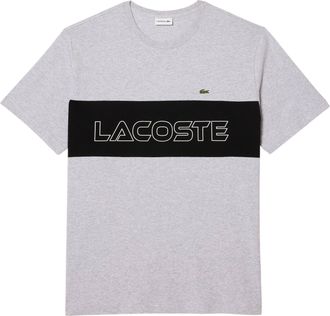 Lacoste Heren T-shirt van dik katoen met kleurblokken en getailleerde pasvorm (Grijs)