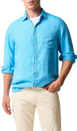 Rodd & Gunn Coromandel Button-Up Linen Shirt in Cobalt at Nordstrom, Size Xxx-Large