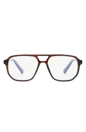 The Book Club The Atticus 53mm Aviator Blue Light Blocking Reading Glasses in Crystal Bark at Nordstrom, Size +2.00