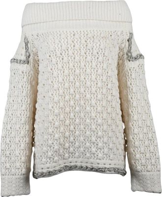 Circus Hotel High Neck Sweater with Textured Knit and Rhinestone Accents
