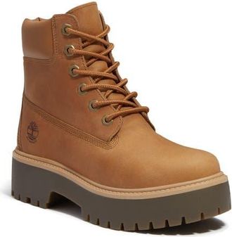 Timberland Stone Street 6-Inch Waterproof Lace-Up Leather Boot in Wheat Full Grain at Nordstrom, Size 10
