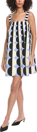 Oscar De La Renta Circle Geo Trapeze Wool-Blend Shift Dress
