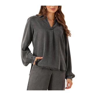 Simple Dames, Blouses & Shirts, Zwart, Maat: M Wol