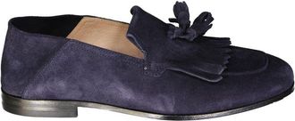 Ferragamo Blue Calfskin Slip-On Mens Loafers