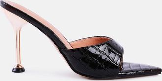 London Rag french cut high heel croc slides