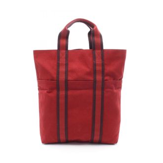 Herm&egrave;s Bordeaux Canvas Handbag Tote Bag (Pre-Owned)