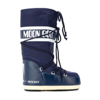 Moon Boot Schoenen, Dames, Blauw, 39 EU, Icon Logo Veterschoenen Laarzen