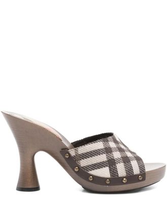 Burberry checked studded sandals - women - Cotton/Sheepskin/Calf Leather/Polyester/Calf Leather/Viscose/Brass/Thermoplastic Polyurethane (TPU)/Wo