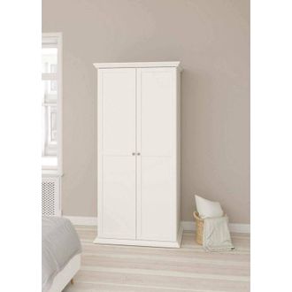 Dmora Dmora - Armario 2 Puertas Darby, Muebles De Dormitorio, Vestidor, Armario De Ropa, 96x63 H200 Cm, Blanco