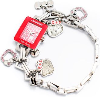 Chronotech Womens Hello Kitty Charm Bracelet Watch - Silver Silver Steel - One Size