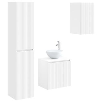 vidaXL Set Di Mobili Per Il Bagno 3 Pz Bianco 33 X 34,5 X 160 Cm Vidaxl