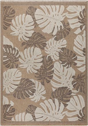 Nazar Rugs Alfombra interior/exterior aspecto yute marr&oacute;n con hojas - 120x170