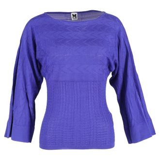 Missoni M Missoni Quarter Sleeve Top in Blue Wool