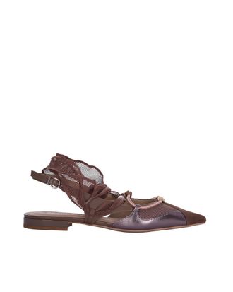 Pinko Brown Logo Ballet Flats