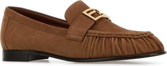 Fendi Womens Nabuk Loafer Beige Suede