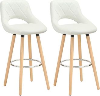 Woltu 2X Taburetes de Bar con Respaldo Sillas de Cocina Juego de 2 Taburetes Altos Cocina Marco de Madera Maciza Imitación de Cuero Silla de Diseño
