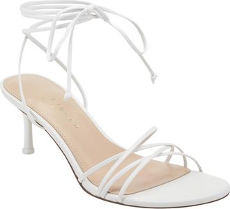 Marc Fisher Gineva Ankle Wrap Kitten Heel Sandal in White at Nordstrom, Size 6.5