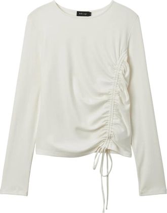 Tout &agrave; Coup Tanktop met trekkoord en ruches - Beige