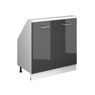 Vicco Armario De Cocina Para Techo Inclinado R-line, Antracita Brillo Intenso/blanco, 80 Cm Con 2 Puertas, Vicco