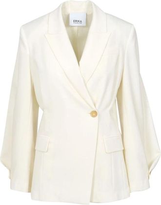 Erika Cavallini Semi Couture Semi-Couture Jas - Dames - Blazers - Beige - M - Wol - Jassen