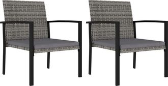 vidaXL Vidaxl - Sillas De Comedor De Jard&iacute;n 2 Unidades Rat&aacute;n Sint&eacute;tico Gris