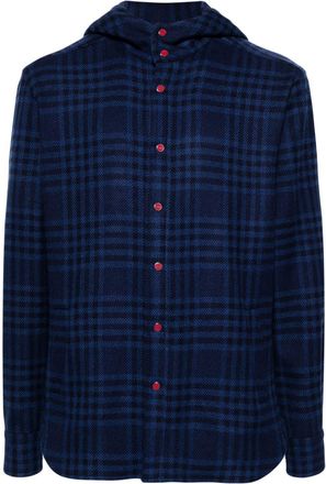 Kiton checked cashmere shirt - men - Cashmere - L - Blue