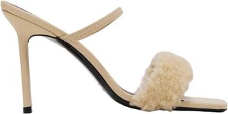 by FAR Leren Sandalen met Eco-Bont Kraag - Dames - Muiltjes - Beige - 39 EU - Schoenen