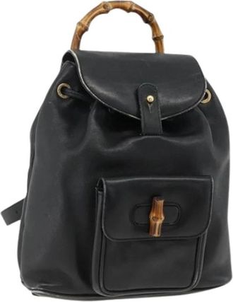 Gucci Pre-owned Vintage Rugzak - Dames - Vintage Rugzakken - Zwart - ONE Size - Leer - Vintage