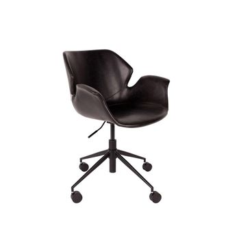 Zuiver Silla de oficina de cuero negro con ruedas
