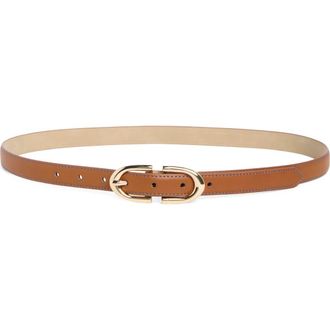 Vince Camuto Stitch Edge Skinny Belt in Cognac at Nordstrom Rack, Size X-Large