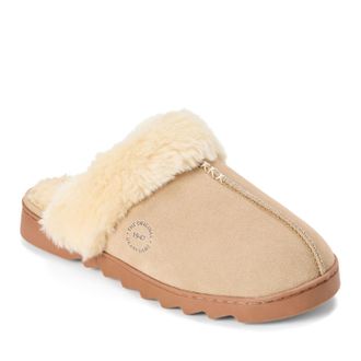 Dearfoams Womens Helena Genuine Suede Scuff House Shoe Slipper