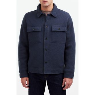 Madewell Boiled Wool Shirt Jacket in Dark Baltic at Nordstrom, Size Xx-Large