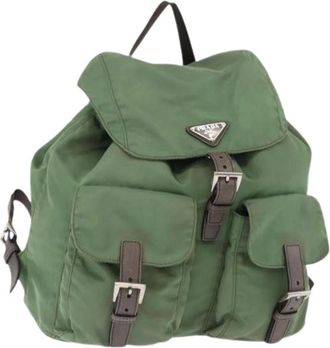 Prada Pre-owned Backpacks, female, Green, Size: ONE SIZE Pre-owned Nylon Vintage Backpack