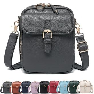 Generic Crossbody Leather Bag, Womens Vegan Leather Vintage Cross Body Shoulder Purse with Card Slots (Gray)